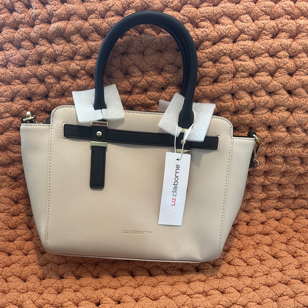 Liz Claiborne Black and Cream Satchel